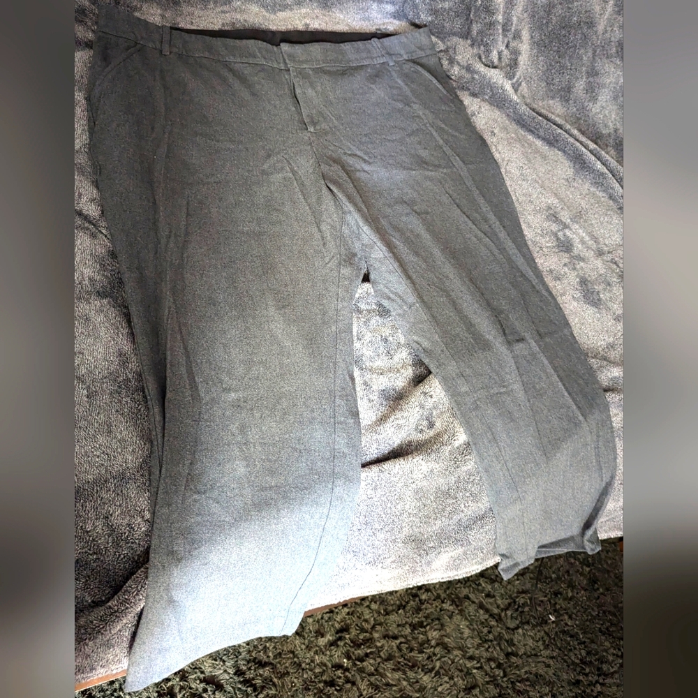 Grey Straight Leg Business Pants